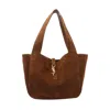 Saint Laurent Women Suede Le 5 A 7 Bea Shoulder Bag