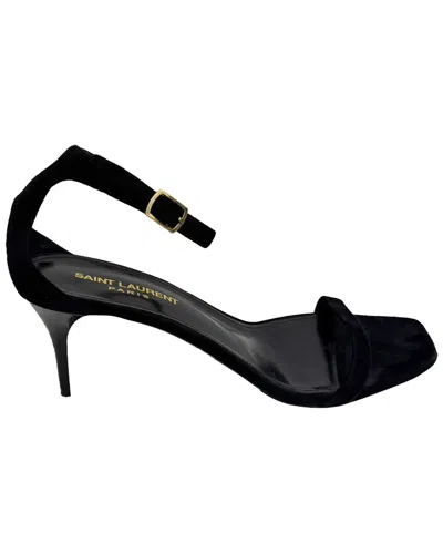 Pre-owned Saint Laurent Women's Suede Lexi 65 Ankle Strap Sandal (authentic Pre-loved)