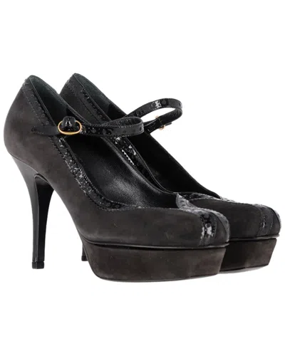 SAINT LAURENT SAINT LAURENT WOMEN'S SUEDE MARY JANE PLATFORM PUMP (AUTHENTIC PRE-LOVED)