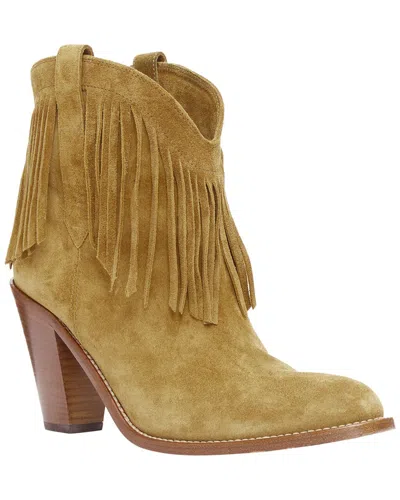 Saint Laurent Women's Suede New Western Suede Fringe Western Boot (authentic Pre-loved) In Brown