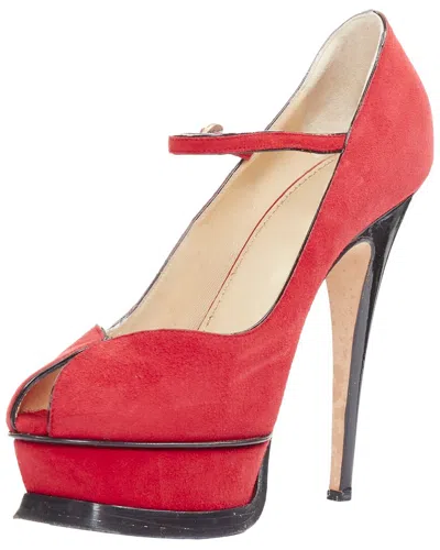 Pre-owned Saint Laurent Women's Suede Rive Gauche Tribute Platform (authentic Pre-loved)