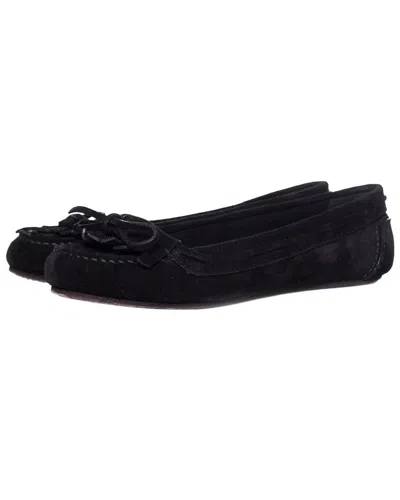 Pre-owned Saint Laurent Women's Suede Tassel Moccasin (authentic Pre-loved) In Black