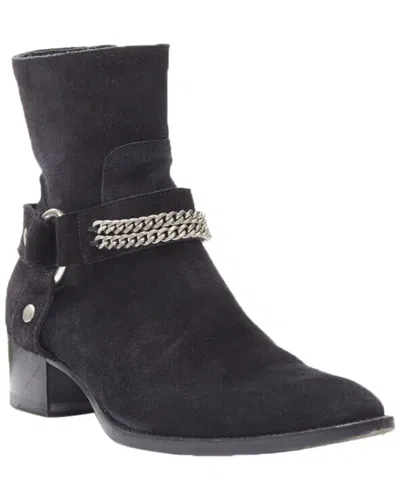 Saint Laurent Women's Suede Wyatt 40 Chain Harness Ankle Boot Eu36.5  (authentic Pre-loved) In Black