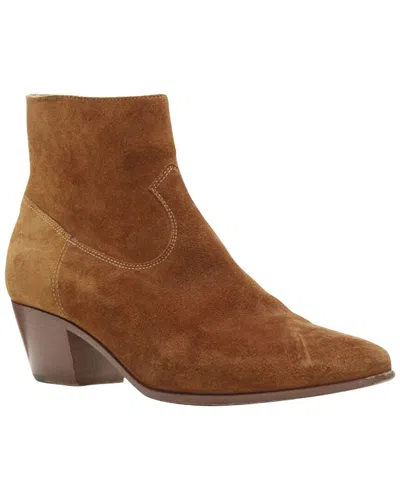 Saint Laurent Women's Suede Wyatt Suede Almond Toe Cuban Bootie (authentic  Pre-loved) In Brown