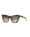 Saint Laurent Women's Kate S Sunglasses Havana Gray Crystal In Tortoise Brown