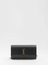 Saint Laurent Sunset Leather Chain Clutch In Black