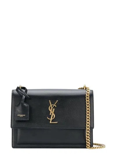 Saint Laurent Medium Sunset Leather Shoulder Bag In Black