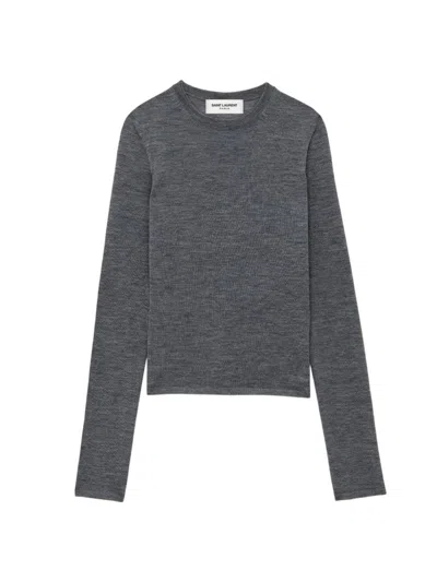 Saint Laurent Women's Sweater In Cashmere Wool And Silk In Anthracite