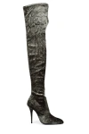 Saint Laurent Crinkled Velvet-finish 110mm Boots In Green
