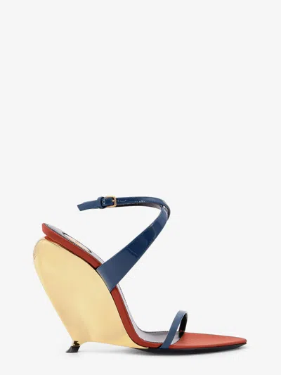 Saint Laurent Women Tallulah 110 Patent Leather Sandals With Sculptural Wedge Heel