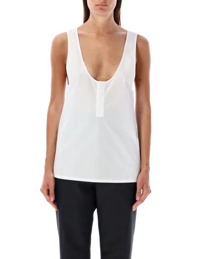 Saint Laurent Scoop-neck Sleeveless Top In White
