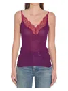 Saint Laurent Lace Tank Top In Ribbed Silk Jersey
