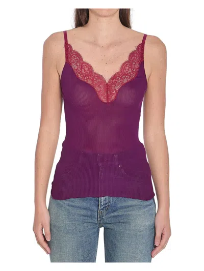 SAINT LAURENT WOMEN'S TANK TOP WITH LACE