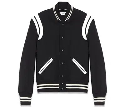 Pre-owned Saint Laurent Women's Teddy Jacket In Black White