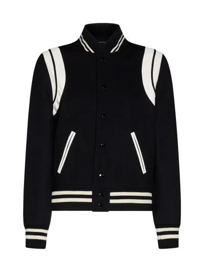 Saint Laurent Women Teddy Wool Bomber Jacket