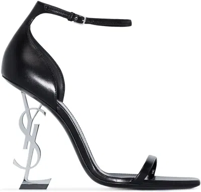 Saint Laurent Women's Textured Leather Opyum 110mm Sandals In Nero