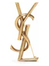 Saint Laurent Golden Cassandre Brooch With Snake Texture In Metallic