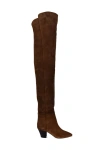 Saint Laurent Women Thigh-high Boots In Brown