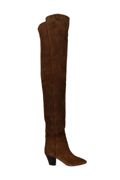 Saint Laurent Women Thigh-high Boots In Brown