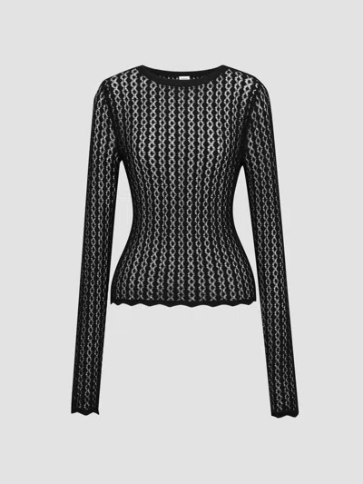 Saint Laurent Women's Top In Pointelle Knit In Black