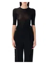 Saint Laurent Short Sleeve Mini Top In Black