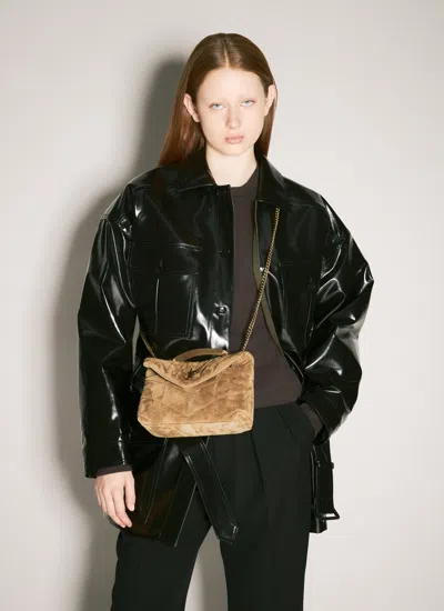 Saint Laurent Women Toy Puffer Suede Shoulder Bag In Brown