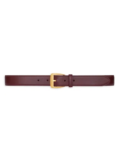 Saint Laurent Women's Trapezoid Belt In Grained Leather In Pattern
