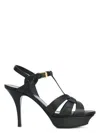 Saint Laurent Tribute Black Sandals With Platform In Patent Leather Woman In Nero