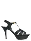 Saint Laurent Tribute Platform Sandals In Smooth Leather Shoes In Black