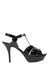 Saint Laurent Tribute Platform Sandals In Smooth Leather Shoes In Black
