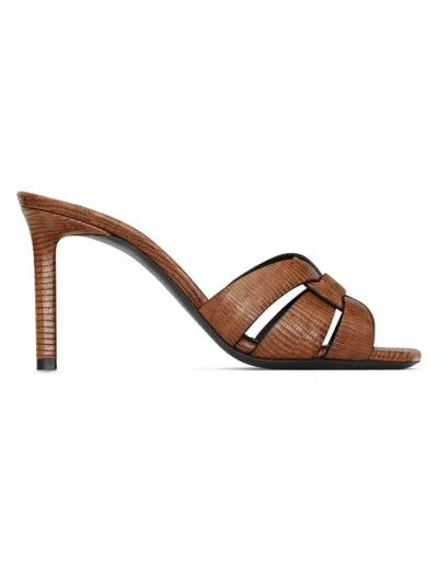 Saint Laurent Tribute Slide Sandal In Almond Brown