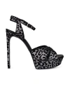 Saint Laurent Tribute Platform Leather Sandal In Silver