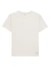 Saint Laurent White T-shirt With Logo Patch In Brown