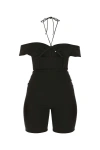 Saint Laurent Halterneck Cold-shoulder Playsuit In Multicolor