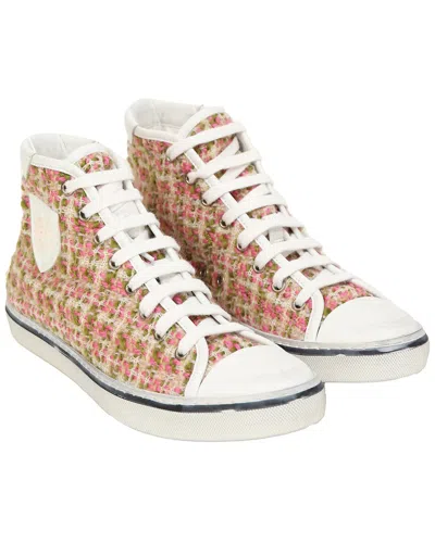 Saint Laurent Women's Tweed Bedford Tweed High-top Sneaker (authentic Pre-  Loved) In Multi
