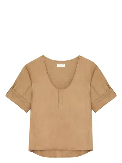 SAINT LAURENT WOMEN'S TWILL TOP