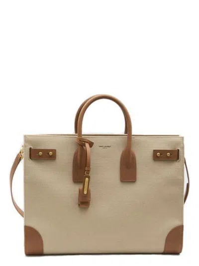 Saint Laurent Women's Two-tone Canvas And Leather Large Sac De Jour Handbag | 781934fac7t Color 9856