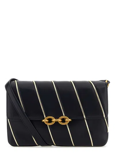 Saint Laurent Two-tone Leather Le Maillon Shoulder Bag In Deepmarineplator