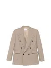 Saint Laurent Taupe Beige Double-breasted Wool Jacket In Neutral