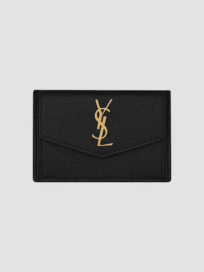 Saint Laurent Women's Uptown Flap Card Case In Nero