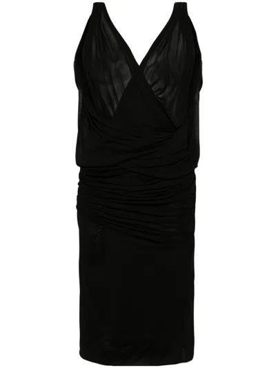 Saint Laurent Women's V-necked Mini Dress In Black