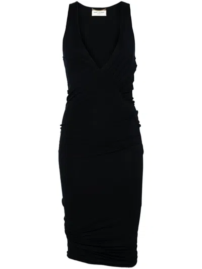Saint Laurent Jersey Dress Dresses In Blue
