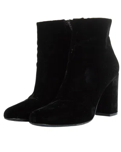 Pre-owned Saint Laurent Women's Velvet Bootie (authentic Pre-loved) In Black