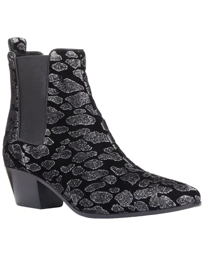Pre-owned Saint Laurent Women's Velvet Rock Leopard Glitter Leopard Velvet Chelsea Boot  (authentic Pre-loved)