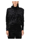 Saint Laurent Velvet Turtleneck Top With High Scarf Collar In Black