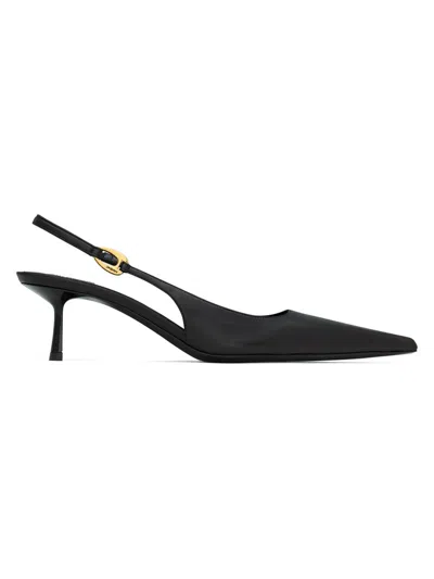 Saint Laurent Vendome Slingback Pumps In Smooth Leather In Black