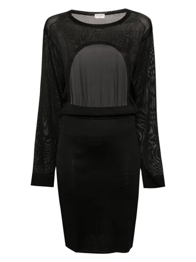 Saint Laurent Open-back Knitted Dress In Black