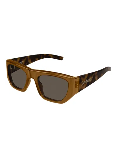 Saint Laurent Women's Vintage Logo Sl 740 Squared Sunglasses In Green