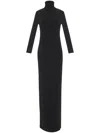 Saint Laurent Virgin Wool Long Dress In Black
