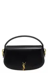 Saint Laurent Logo Plaque Foldover Top Mini Clutch Bag In Black